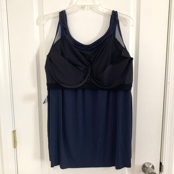 Miraclesuit Illusionists Ursula Tankini Swimsuit Top Midnight Blue Plus Size 24W - Picture 7 of 9